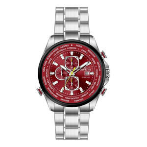 INVICTA Aviator 50mm Stainless Steel Gunmetal + Steel Dark Red dial VD57 Quartz